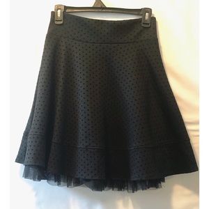 Joe B. Tea Length Black Polka Dot Skirt